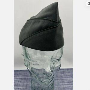 US Army Garrison Cap Green AG-344 Poly Wool Enlisted Hat Military Vintage